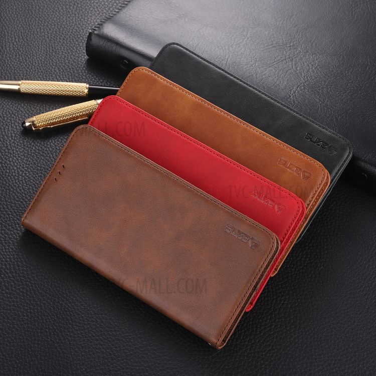 AZNS Leather Stand Case with Card Slots for Samsung Galaxy A21s - Coffee-23