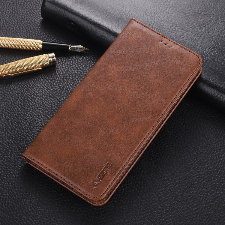 AZNS Leather Stand Case with Card Slots for Samsung Galaxy A21s - Coffee-7