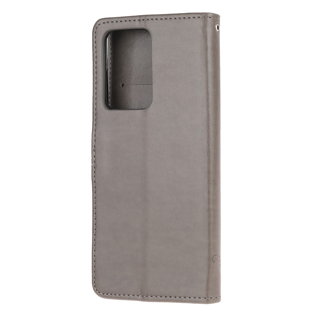 Impression Étui De Protection En Cuir Portefeuille Fleurs Papillon Pour Samsung Galaxy Note 20 Plus / 20 Pro - Gris-3