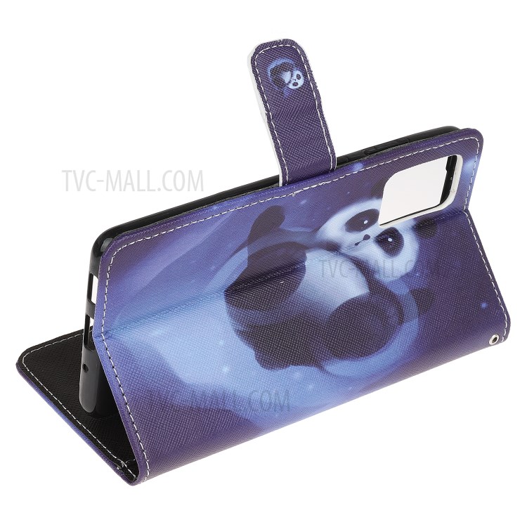 Printing Style Cross Skin Leather Protective Case with Strap for iPhone 12 Pro Max 6.7 inch - Panda-4