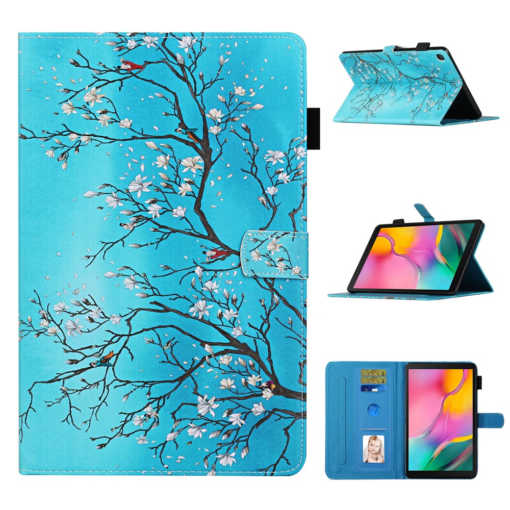 Pattern Printing Leather Card Holder Stand Tablet Protection Cover for Samsung Galaxy Tab A 10.1 (2019) T510/T515 - Flower Branch-1