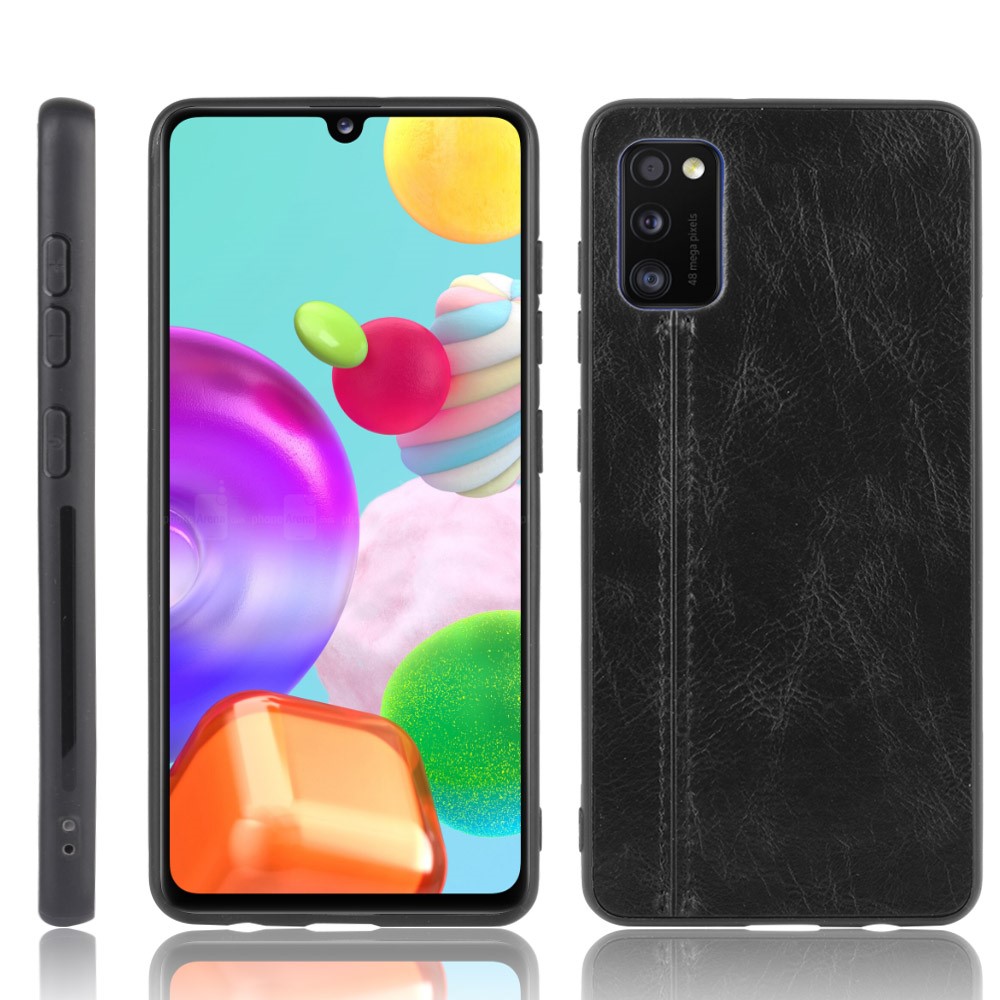 PU Leather Coated PC + TPU Hybrid Cover Case for Samsung Galaxy A41 (Global Version) - Black-1