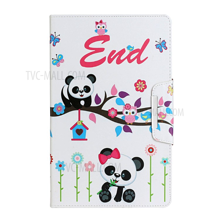Pattern Printing Wallet Flip Leather Cover for Samsung Galaxy Tab E 9.6 T560 - Panda and Owl-2