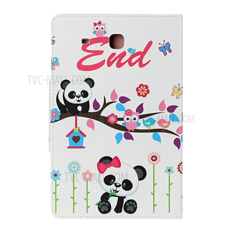 Pattern Printing Wallet Flip Leather Cover for Samsung Galaxy Tab E 9.6 T560 - Panda and Owl-3