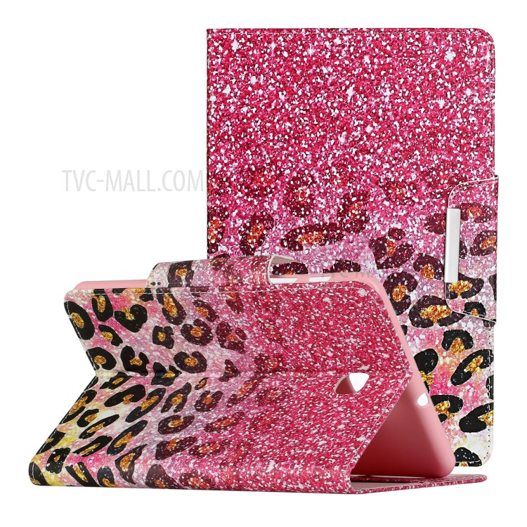 Pattern Printing Smart Leather Wallet Case for Samsung Galaxy Tab A 8.0 (2018) T387 - Leopard-1