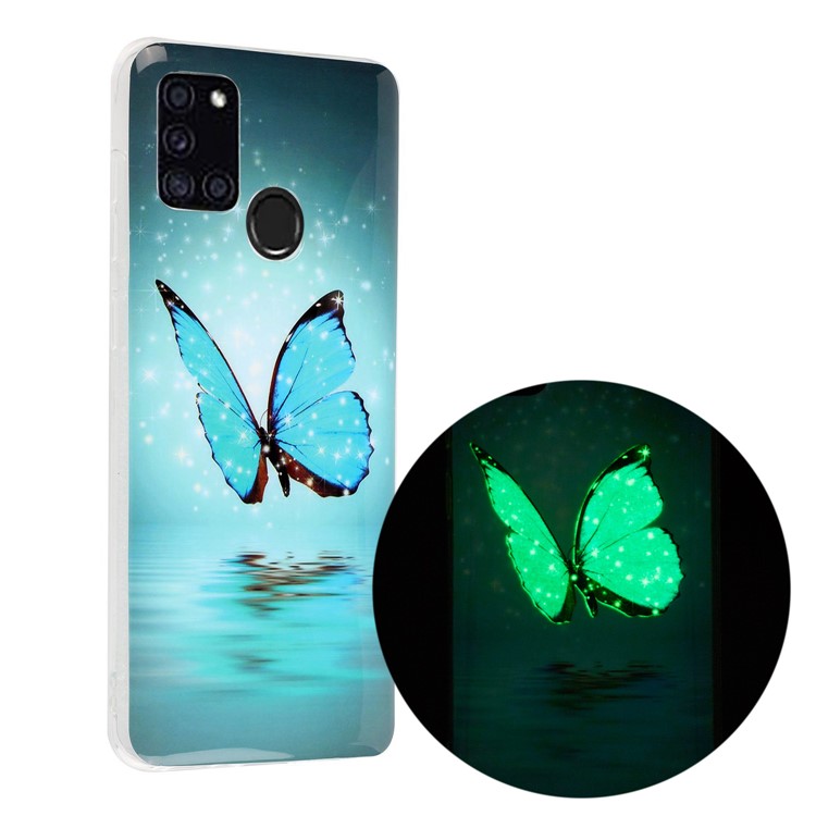 Noctilucent IMD TPU Back Case for Samsung Galaxy A21s - Blue Butterfly-1