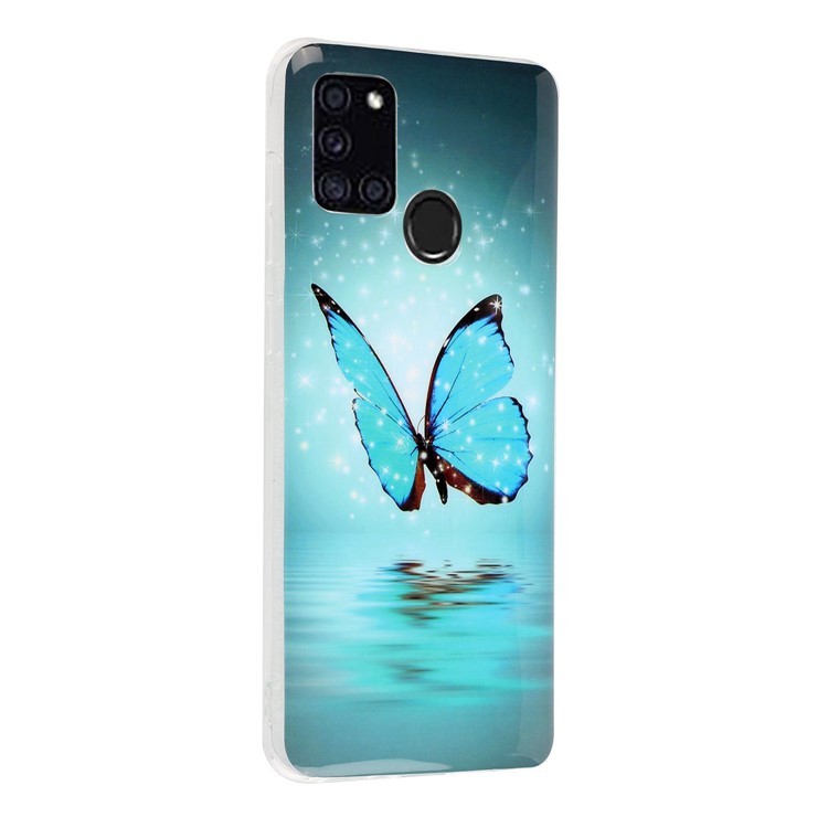 Noctilucent IMD TPU Back -fall Für Samsung Galaxy A21s - Blauer Schmetterling-5