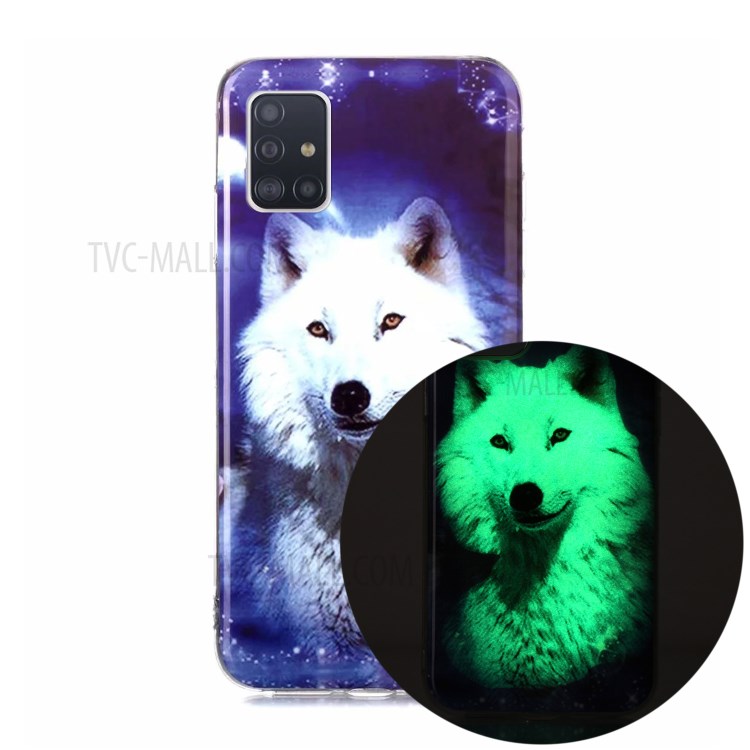 Noctilucent Patterned IMD TPU Shell for Samsung Galaxy A71 5G SM-A716 - White Wolf-1