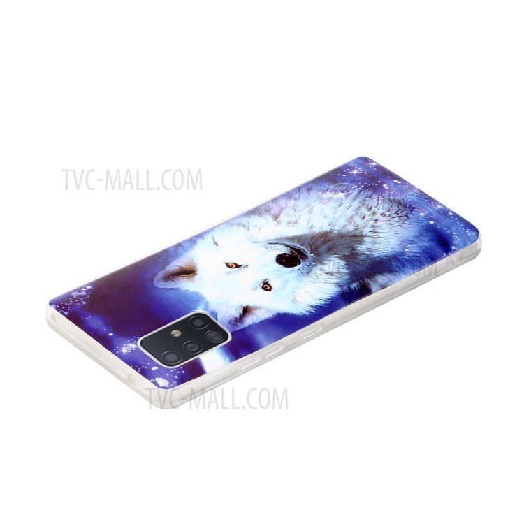 Noctilucent Patterned IMD TPU Shell for Samsung Galaxy A71 5G SM-A716 - White Wolf-3