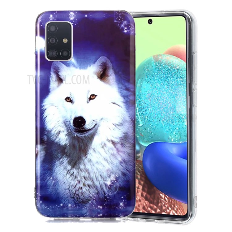 Noctilucent Patterned IMD TPU Shell for Samsung Galaxy A71 5G SM-A716 - White Wolf-4