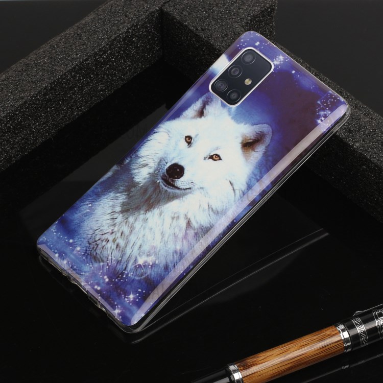 Noctilucent Patterned IMD TPU Shell for Samsung Galaxy A71 5G SM-A716 - White Wolf-5