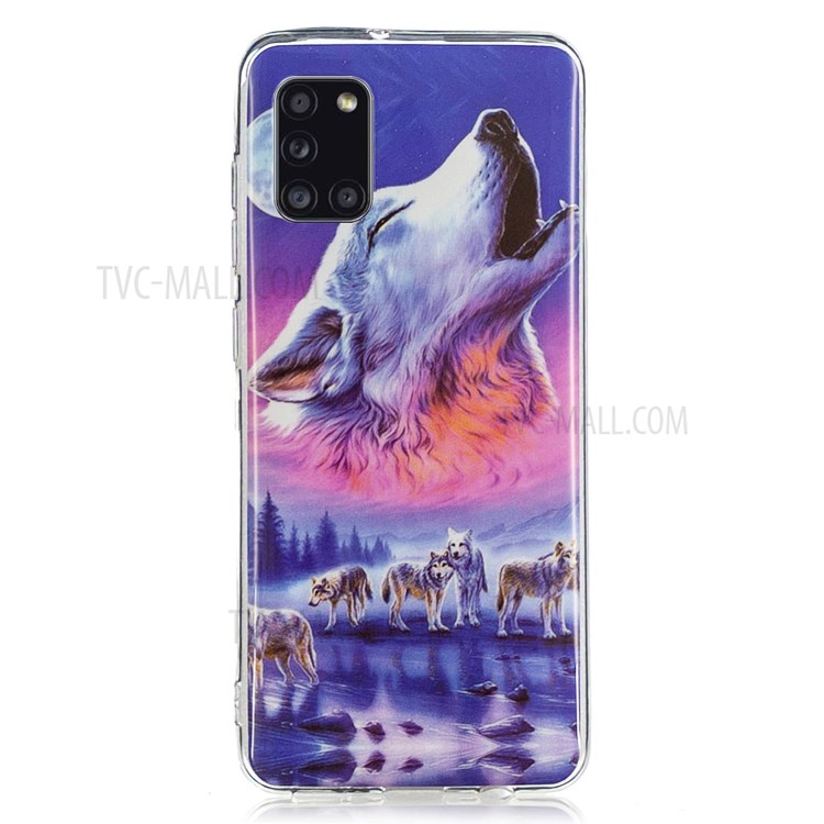 Noctilucent Patterned IMD TPU Shell for Samsung Galaxy A31 - Howling Wolf-4