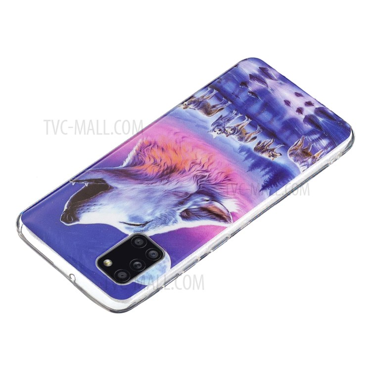 Noctilucent Patterned IMD TPU Shell for Samsung Galaxy A31 - Howling Wolf-5