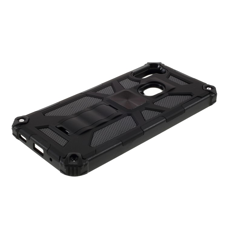Kickstand Armor Dropproof Shell PC TPU Hybrid Case with Magnetic Metal Sheet for Samsung Galaxy A11 - Black-3