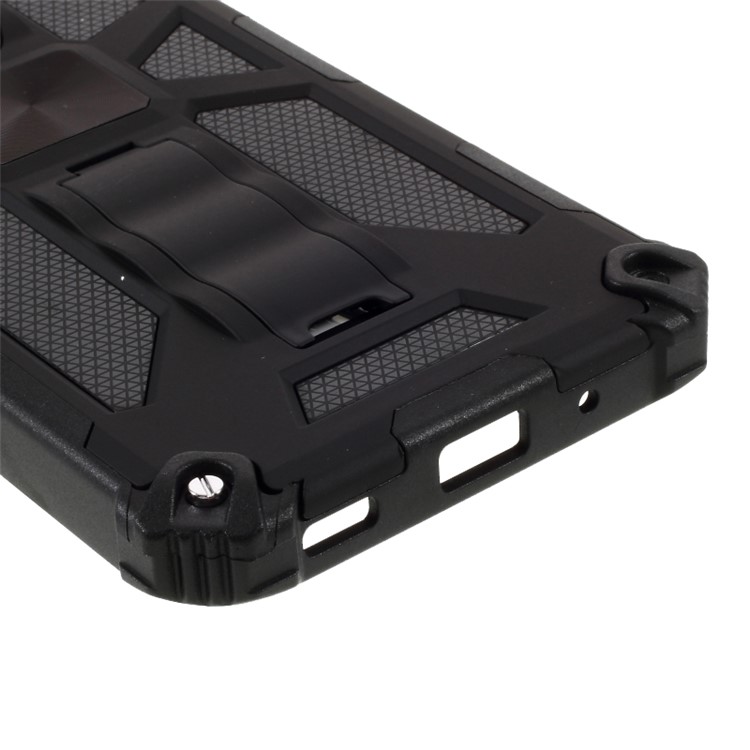 Kickstand Armor Dropproof Shell PC TPU Hybrid Case with Magnetic Metal Sheet for Samsung Galaxy A11 - Black-5