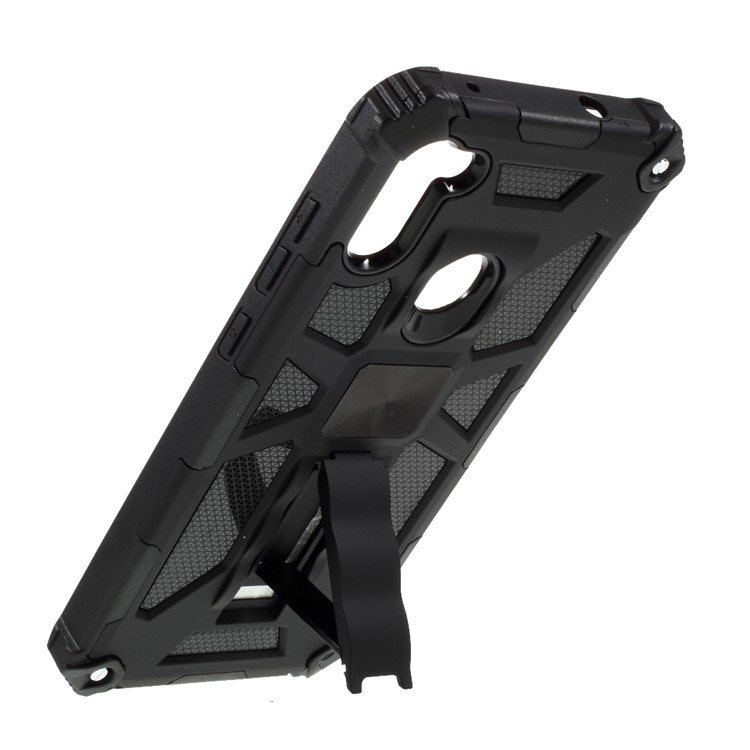 Kickstand Armor Dropproof Shell PC TPU Hybrid Case with Magnetic Metal Sheet for Samsung Galaxy A11 - Black-6