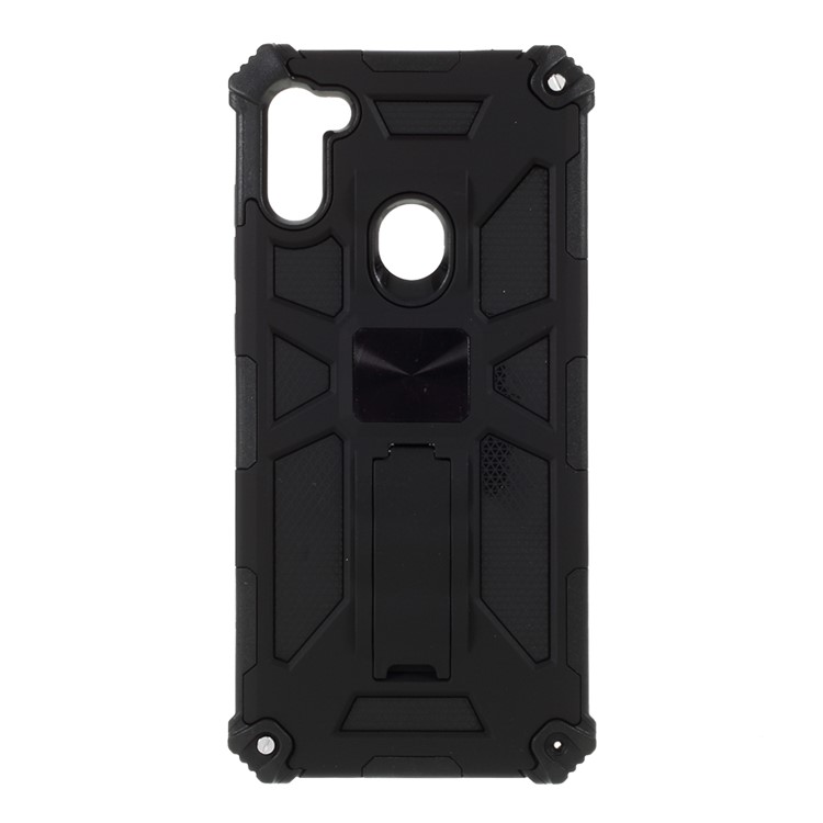 Kickstand Armor Dropproof Shell PC TPU Hybrid Case with Magnetic Metal Sheet for Samsung Galaxy A11 - Black-8