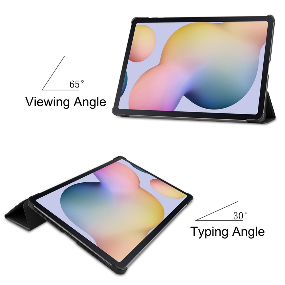 Trois Volets Cuir Stand Cas À Puce Pour Samsung Galaxy Tab S7, Plus 12,4 Pouces - Noir-3