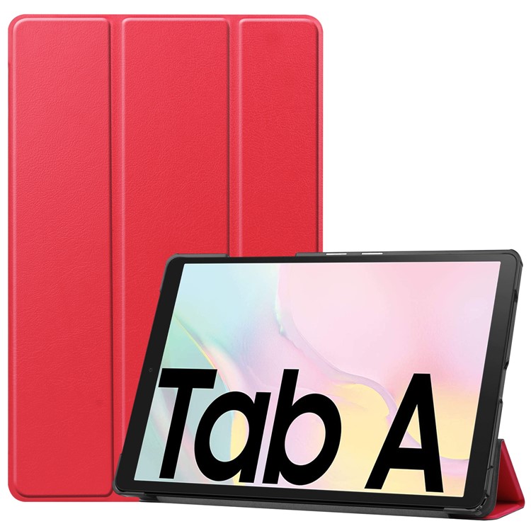 Tri-Fold Leder Stand Fall Wake / Sleep Smart Cover Für Samsung Galaxy Tab A7 (2020) T500 - Rot-1