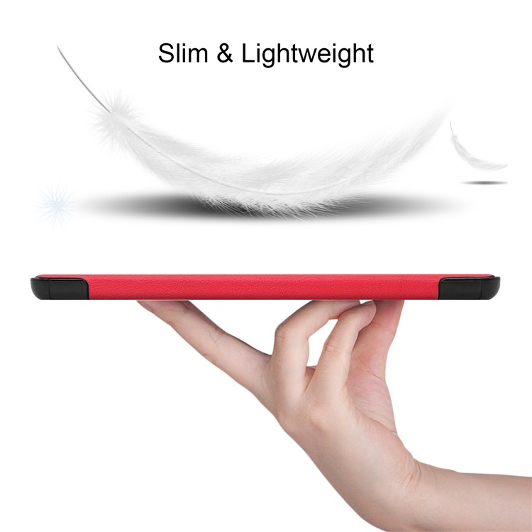 Tri-Fold Leder Stand Fall Wake / Sleep Smart Cover Für Samsung Galaxy Tab A7 (2020) T500 - Rot-2