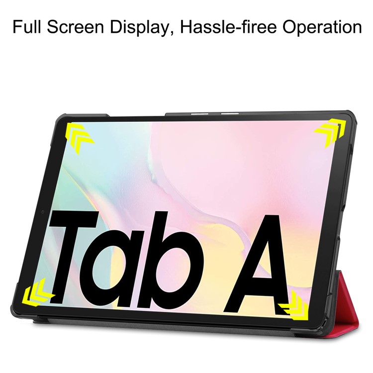 Tri-Fold Leder Stand Fall Wake / Sleep Smart Cover Für Samsung Galaxy Tab A7 (2020) T500 - Rot-4