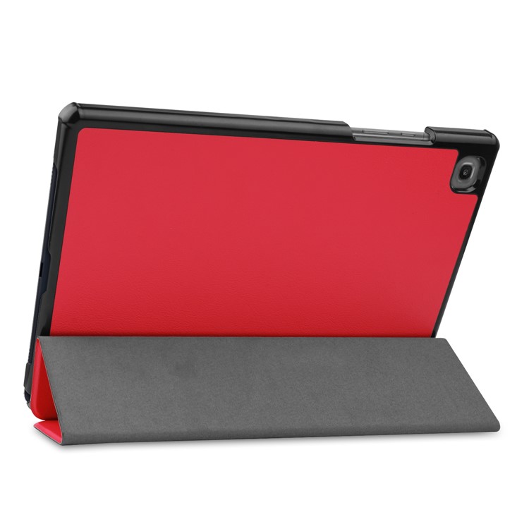 Tri-Fold Leder Stand Fall Wake / Sleep Smart Cover Für Samsung Galaxy Tab A7 (2020) T500 - Rot-6