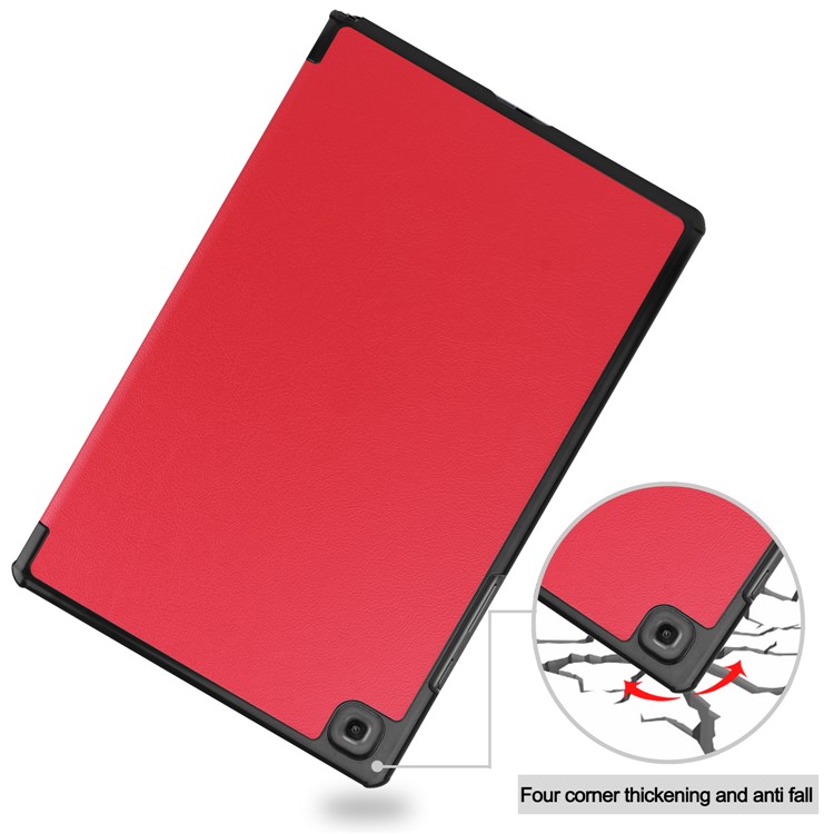 Tri-Fold Leder Stand Fall Wake / Sleep Smart Cover Für Samsung Galaxy Tab A7 (2020) T500 - Rot-7