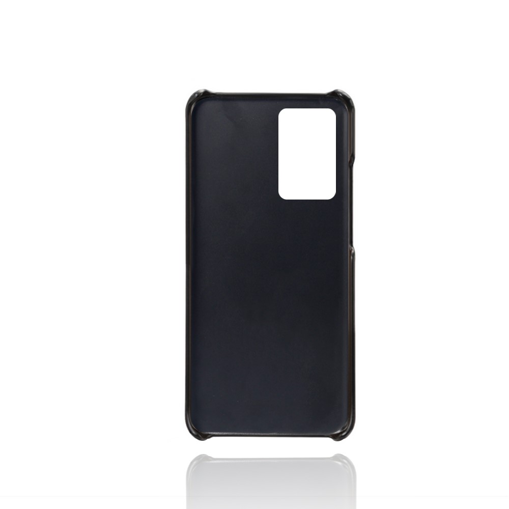 KSQ Duplo Cartão Capa Dura Ranhuras Caixa Do Telefone De Plástico Couro Revestido A PU Para Samsung Galaxy Nota 20 - Preto-2