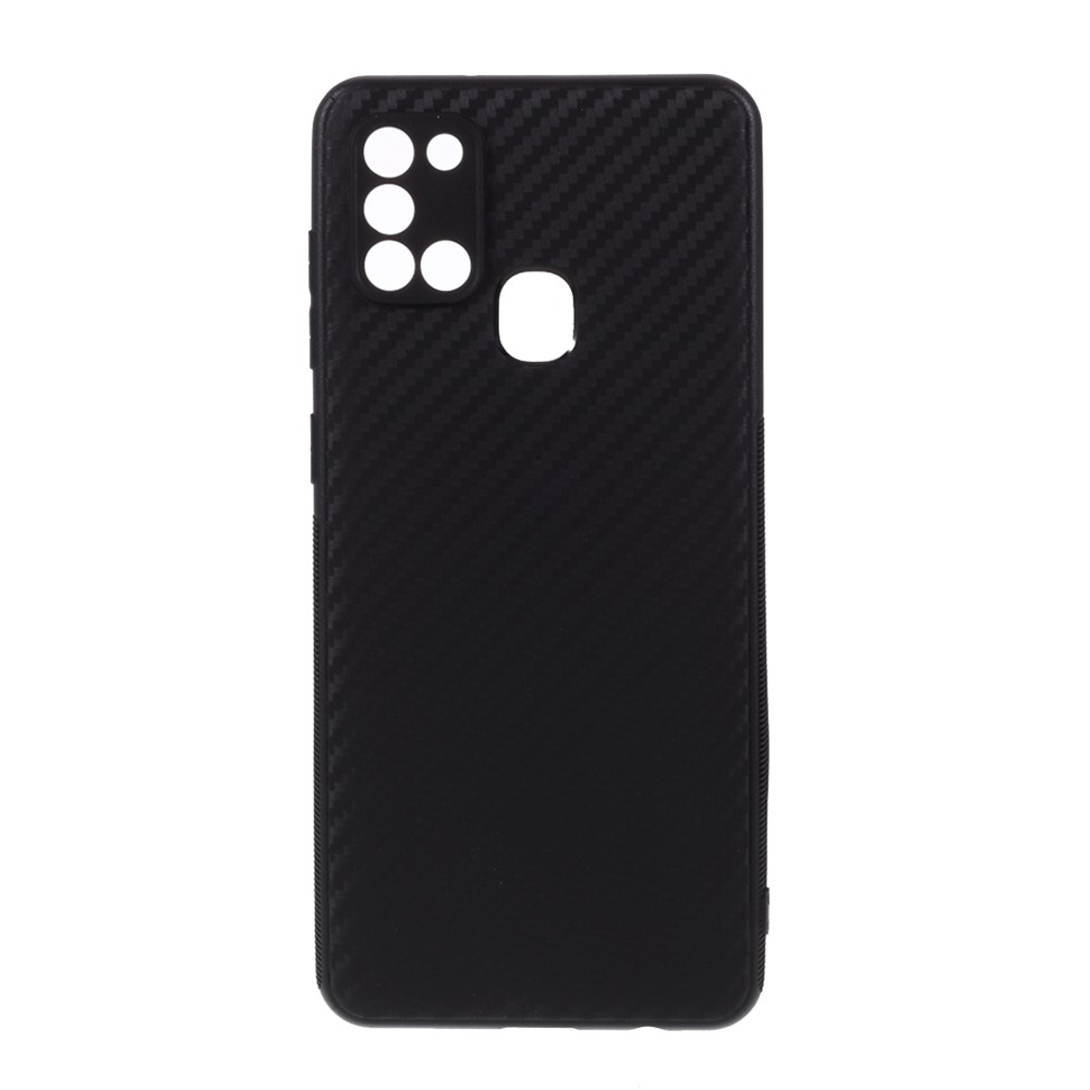 Carbon Fiber Skin TPU Cell Phone Cover for Samsung Galaxy A21s-1