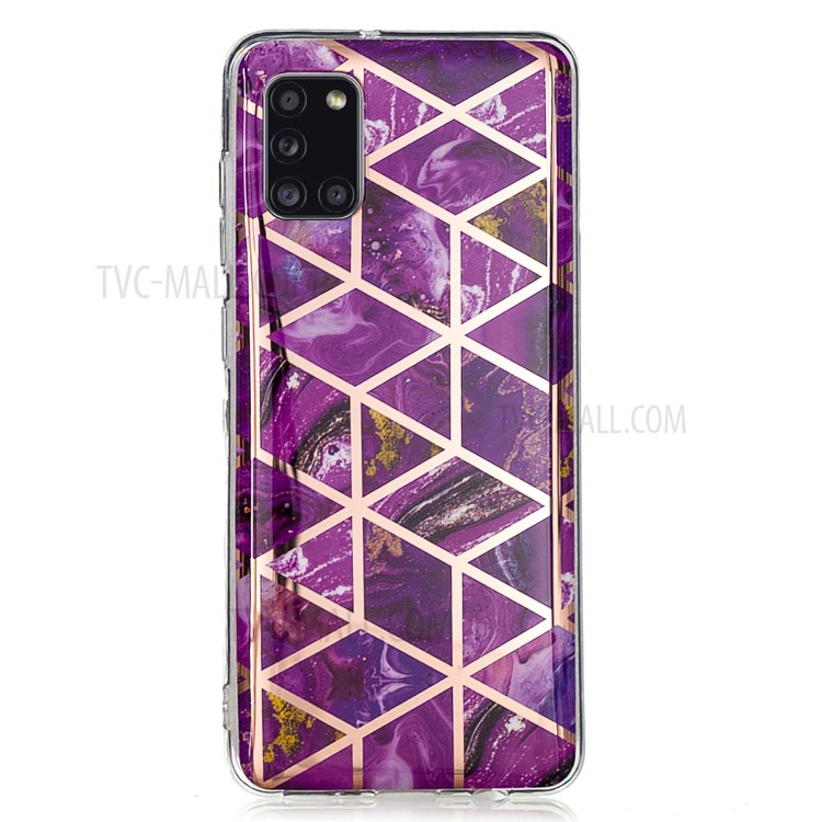 Marble Skin Rose Gold Electroplating IMD TPU Cover for Samsung Galaxy A31 - Rose-1