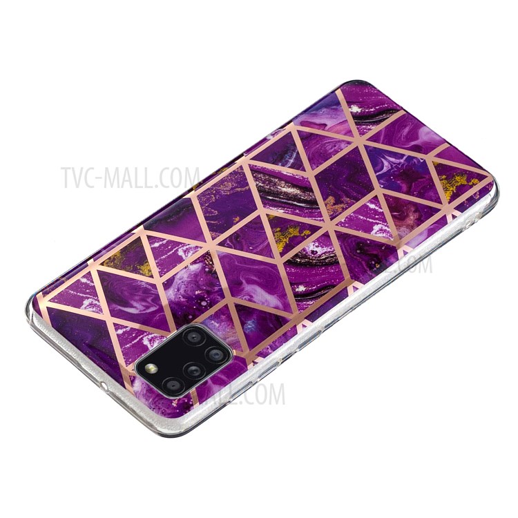 Marble Skin Rose Gold Electroplating IMD TPU Cover for Samsung Galaxy A31 - Rose-2
