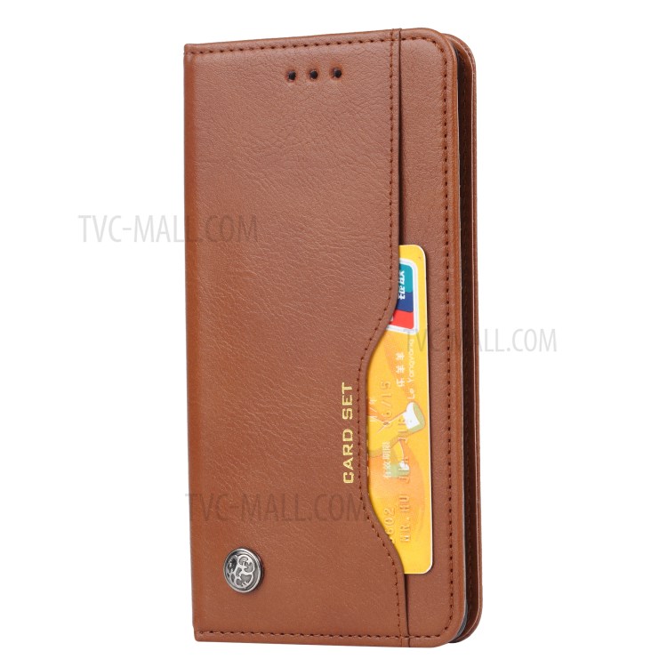 Auto-absorbed PU Leather Stand Wallet Phone Case for Samsung Galaxy A41 (European Version) - Brown-2