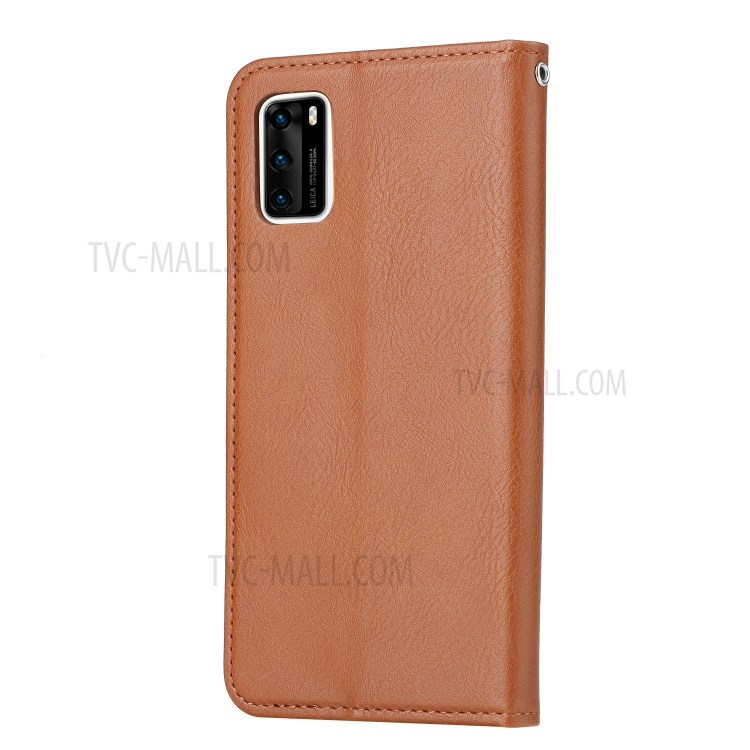 Auto-absorbed PU Leather Stand Wallet Phone Case for Samsung Galaxy A41 (European Version) - Brown-3