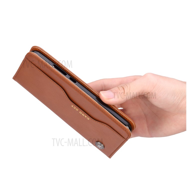 Auto-absorbed PU Leather Stand Wallet Phone Case for Samsung Galaxy A41 (European Version) - Brown-7