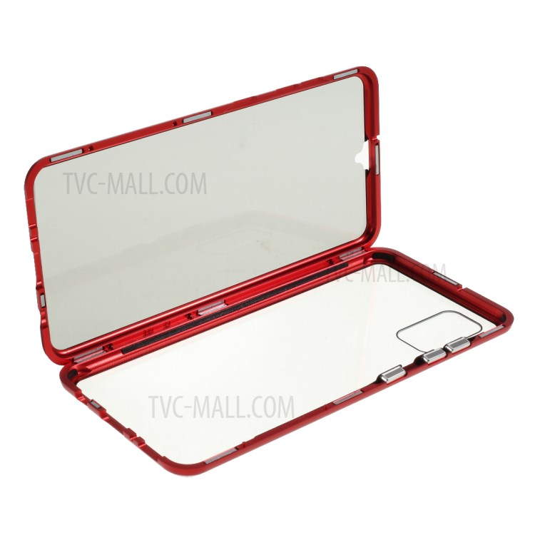 Anti-peep Metal Frame + Tempered Glass All-around Protection Cover for Samsung Galaxy A41 (Global Version) - Red-1