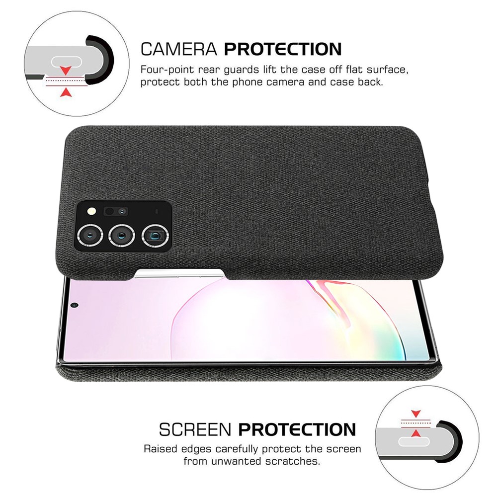 KSQ Cloth + PC Protective Cover for Samsung Galaxy Note20 Ultra/Note20 Ultra 5G- Black-5