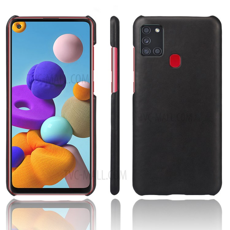 KSQ Crazy Horse PU Leather Coated PC Case for Samsung Galaxy A21s - Black-1