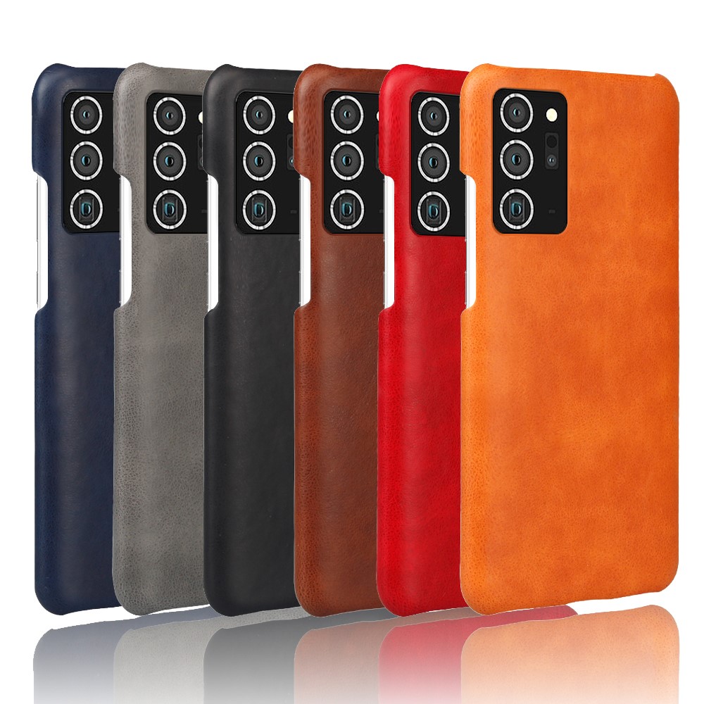 KSQ Crazy Horse Skin PU Leather Coated PC Shell Hard Case for Samsung Galaxy Note 20 - Black-5