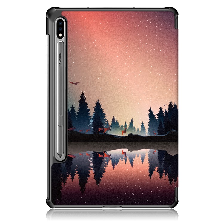 Pattern Printing Tri-fold Stand Leather Smart Case for Samsung Galaxy Tab S7 T870 T875 - Trees-3