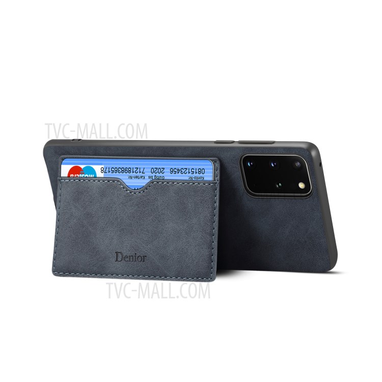 Card Holder PU Leather Coated TPU Case with Kickstand for Samsung Galaxy Note 20 Plus/Pro - Dark Grey-7