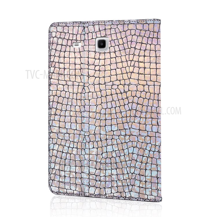 Crocodile Texture Flash Powder Leather Card Slot Stand Tablet Case for Samsung Galaxy Tab E 9.6 T560 - Rose Gold-2