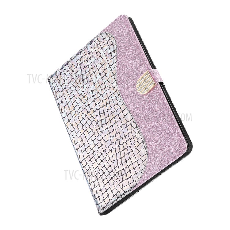 Crocodile Texture Flash Powder Leather Card Slot Stand Tablet Case for Samsung Galaxy Tab E 9.6 T560 - Rose Gold-3