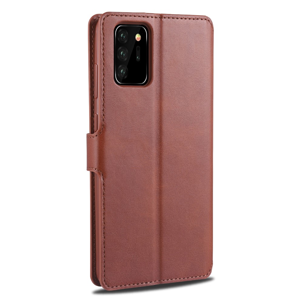 AZNS Leather Wallet Mobile Phone Case Cover for Samsung Galaxy Note 20 - Brown-10