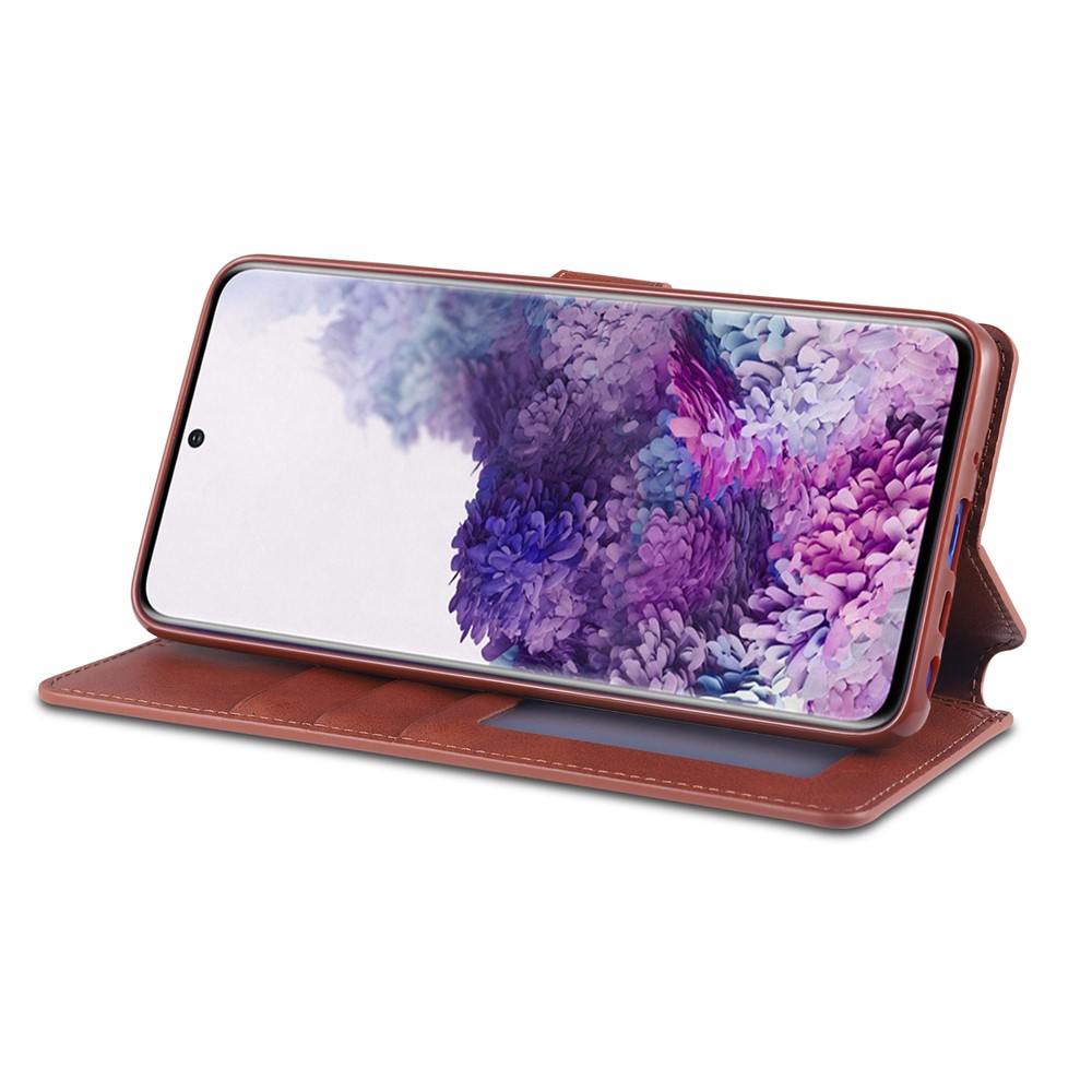 AZNS Leather Wallet Mobile Phone Case Cover for Samsung Galaxy Note 20 - Brown-4