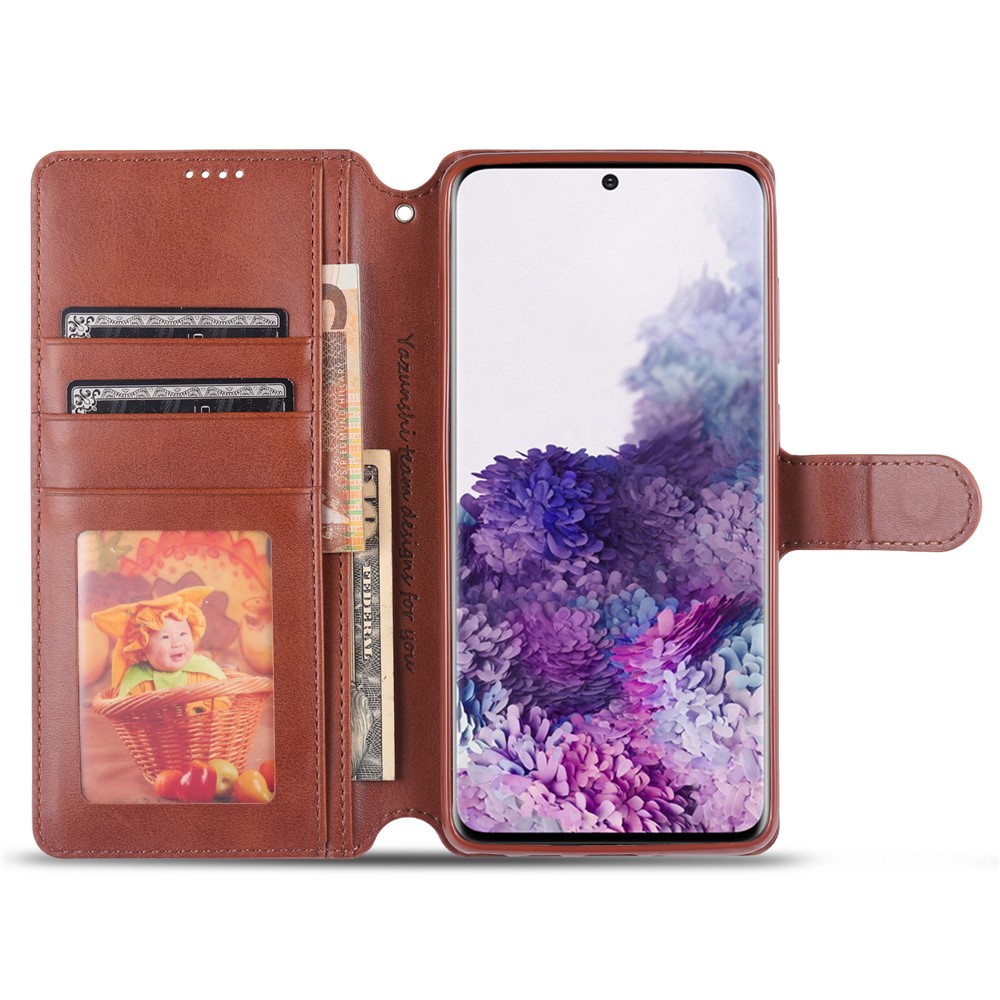 AZNS Leather Wallet Mobile Phone Case Cover for Samsung Galaxy Note 20 - Brown-6