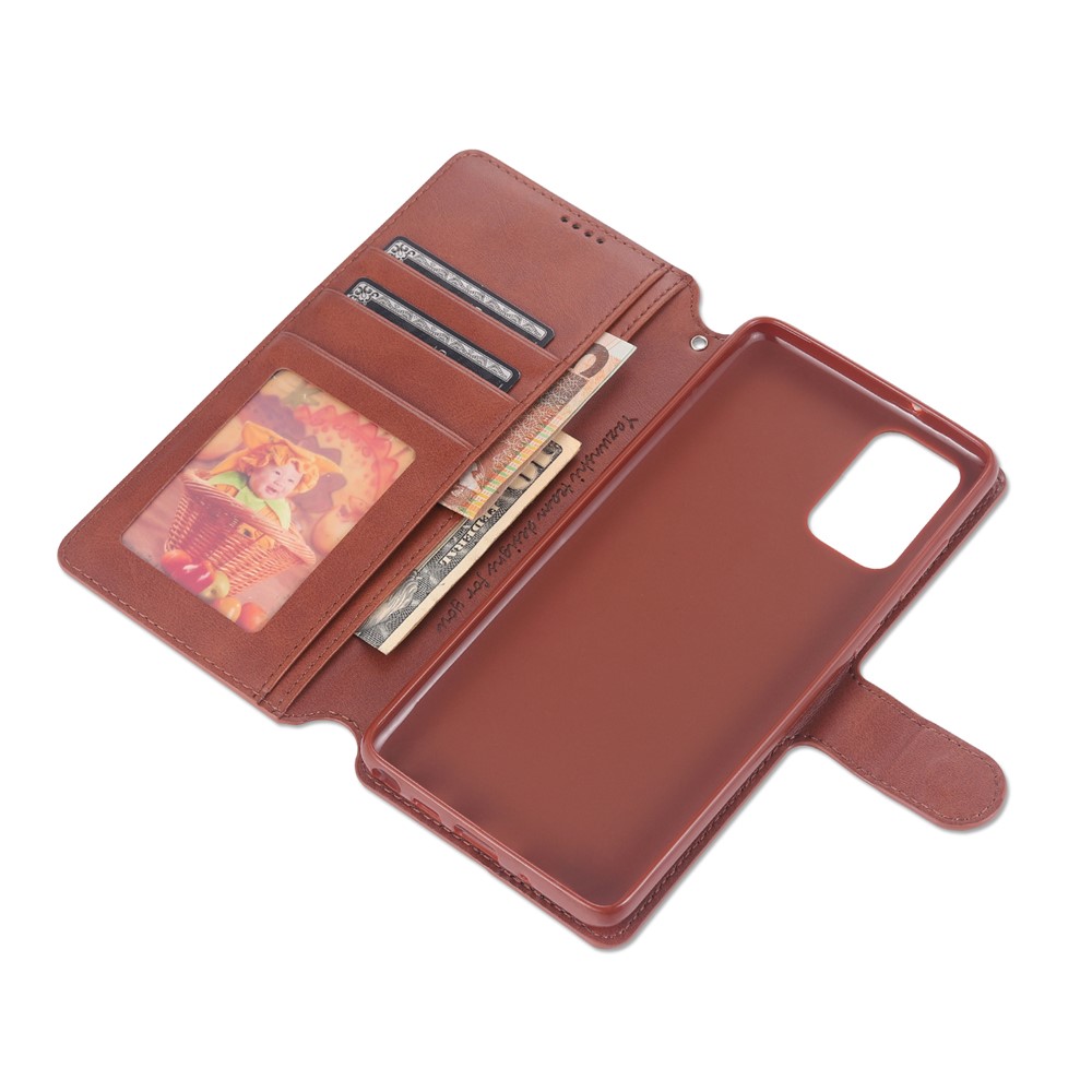 AZNS Leather Wallet Mobile Phone Case Cover for Samsung Galaxy Note 20 - Brown-7