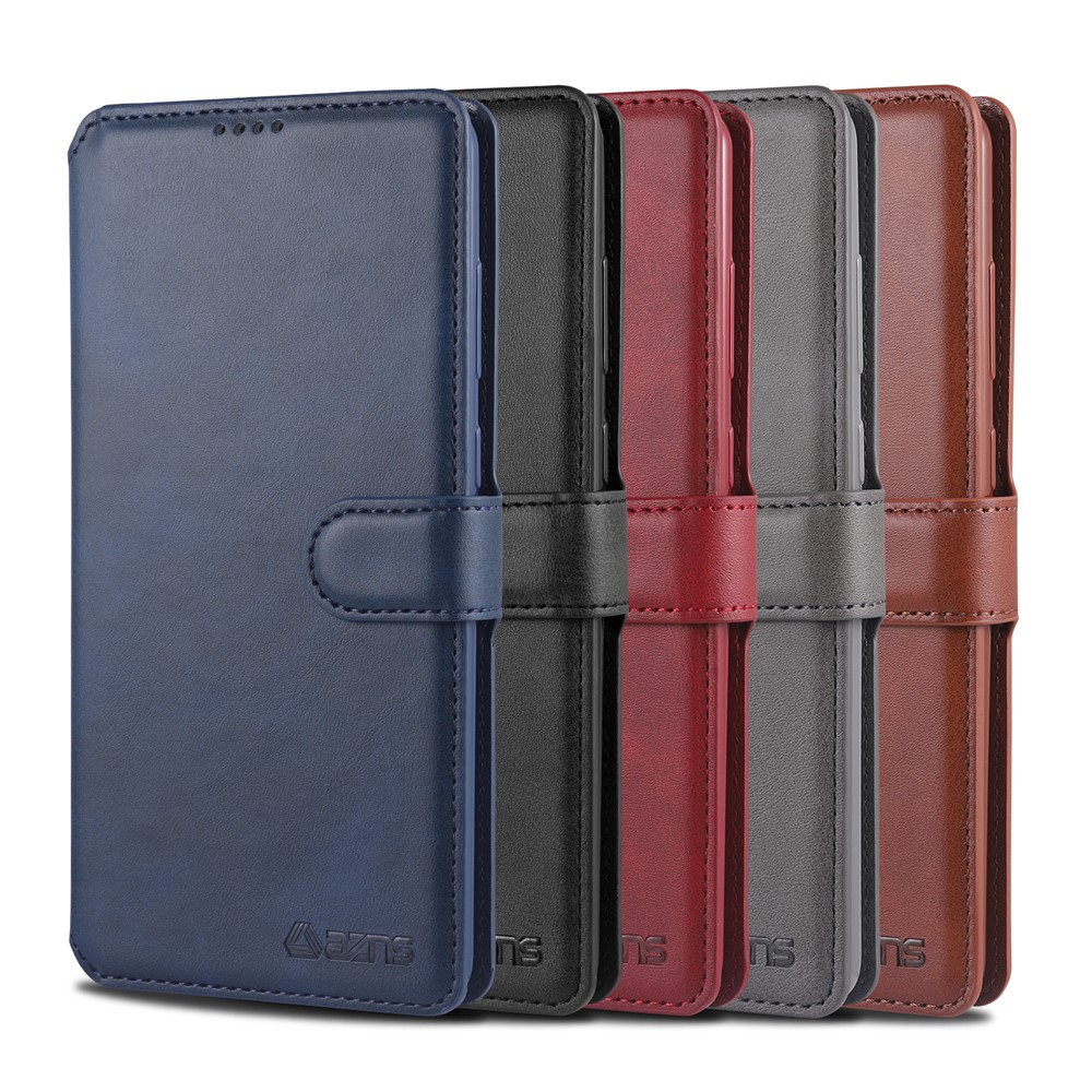 AZNS Leather Wallet Mobile Phone Case Cover for Samsung Galaxy Note 20 - Brown-8