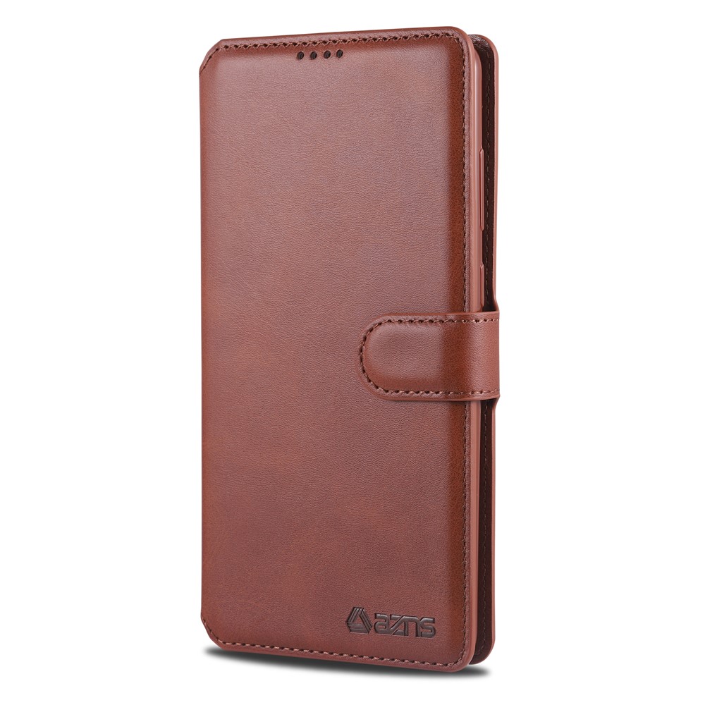 AZNS Leather Wallet Mobile Phone Case Cover for Samsung Galaxy Note 20 - Brown-9