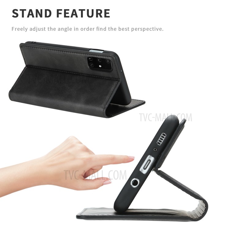 Auto-absorbed Card Slots Stand Leather Cover for Samsung Galaxy A51 SM-A515 - Black-2
