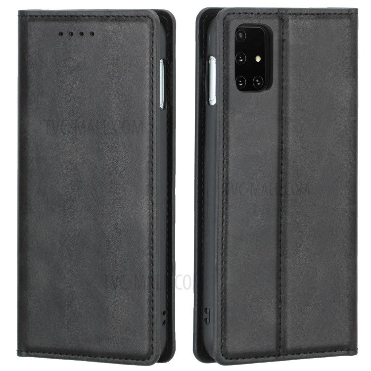 Auto-absorbed Card Slots Stand Leather Cover for Samsung Galaxy A51 SM-A515 - Black-5